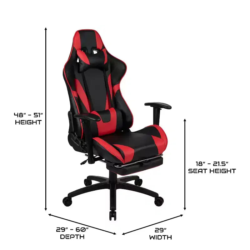Sedia gaming reclinabile BlackArc in similpelle – Braccioli girevoli regolabili in altezza, poggiapiedi estraibile, cuscini poggiatesta e lombare