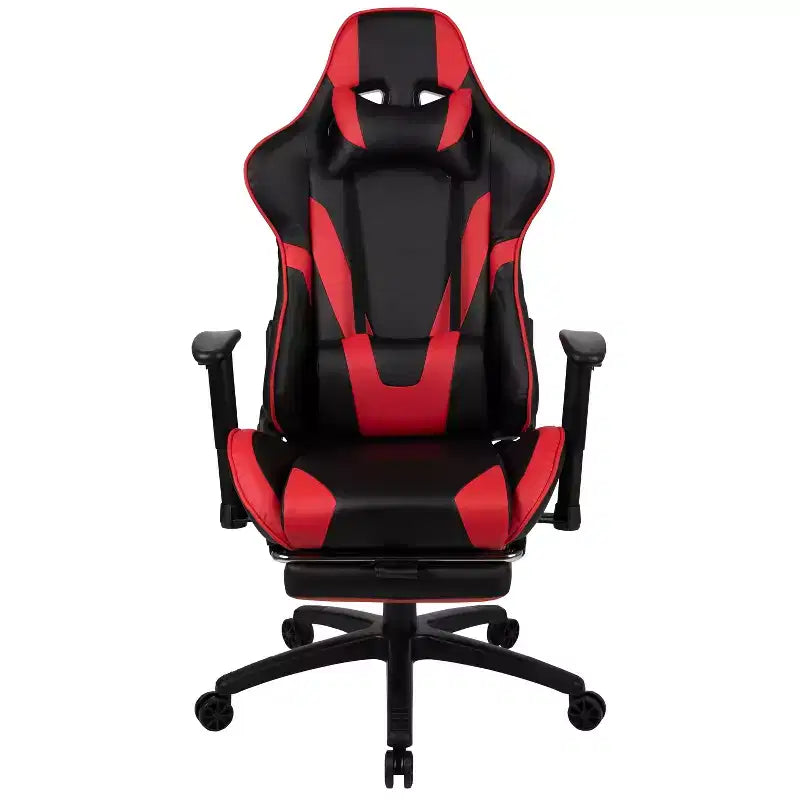 Sedia gaming reclinabile BlackArc in similpelle – Braccioli girevoli regolabili in altezza, poggiapiedi estraibile, cuscini poggiatesta e lombare