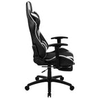 Sedia gaming reclinabile BlackArc in similpelle – Braccioli girevoli regolabili in altezza, poggiapiedi estraibile, cuscini poggiatesta e lombare