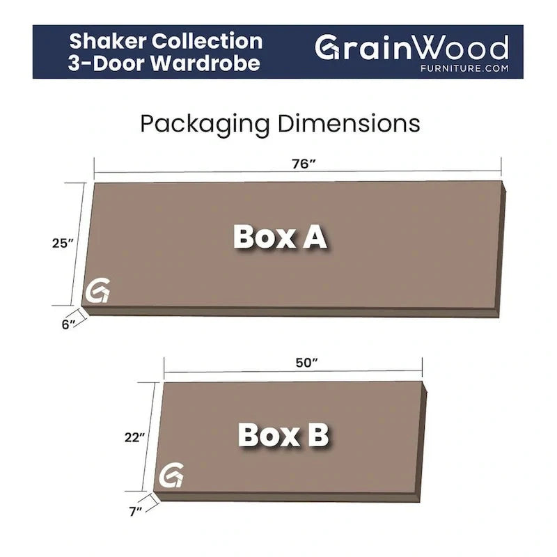Armadio Grain Wood Furniture Shaker Wood a 3 ante - 60x72x22