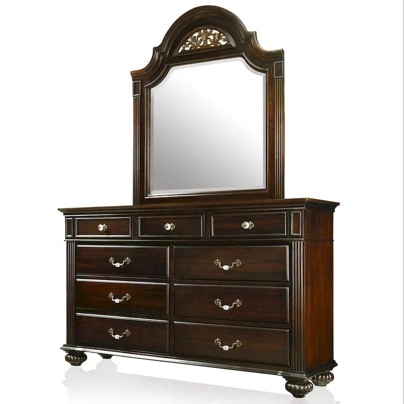 Comò e specchio tradizionali a 9 cassetti in 2 pezzi Vame di Furniture of America