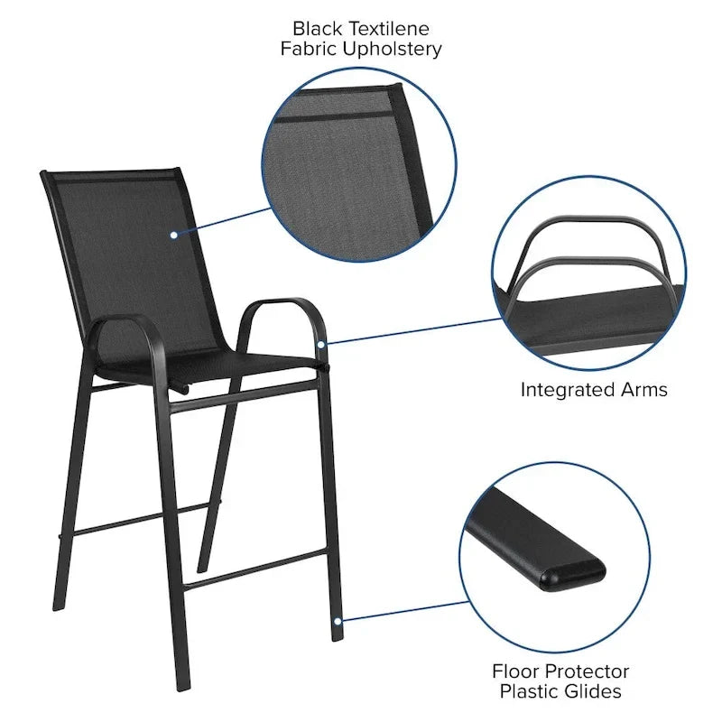 Set di 4 Sgabelli da Bar da Esterno in Materiale Flex Comfort - Sgabello da Giardino
