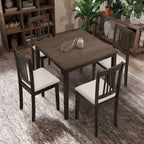 Set Tavolo e Sedie per Colazione in Cucina, Tavolo da Pranzo Quadrato in Legno, Tavolo da Pranzo Casuale con 4 Sedie Imbottite