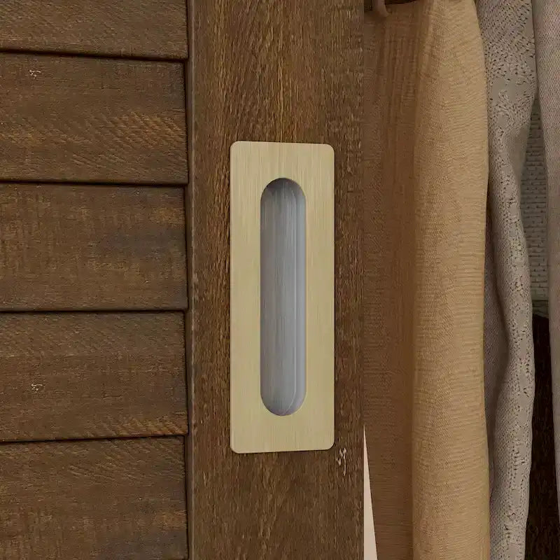 Brown Wardrobe Armoire with Drawers, Hanging Rod 4 Sliding Doors