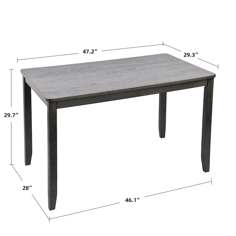 5-Piece Solid Wood 47L Dining Table Sets (1 Table+ 4 Slat Back Chairs)