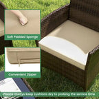 Costway Set di 4 Mobili da Giardino con Cuscini Lavabili e Vetro Temperato - Vedi Dettagli