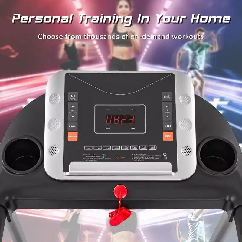 Tapis Roulant Elettrico Pieghevole Compatto da 1,5HP Regolabile con Porta Attrezzature, Sensore di Pulsazioni e 3 Livelli di Inclinazione - ModernLuxe