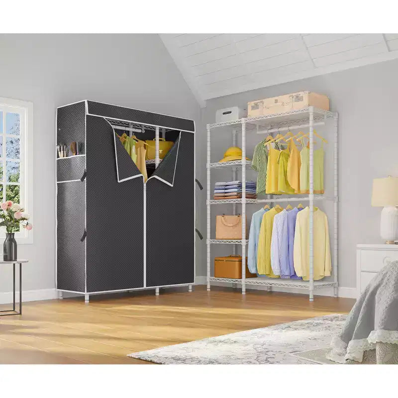 VIPEK V7C Stender Base con Copertura Armadio Portatile, Appendiabiti Bianco con Copertura