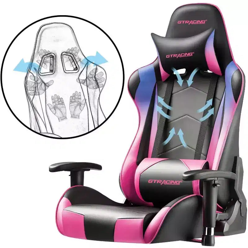 Sedia da Ufficio Gaming in Pelle PU con Poggiatesta e Cuscino Lombare Regolabili - GTRACING