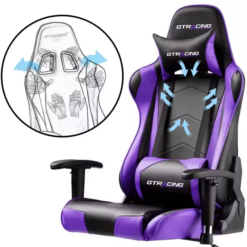 Sedia da Ufficio Gaming in Pelle PU con Poggiatesta e Cuscino Lombare Regolabili - GTRACING