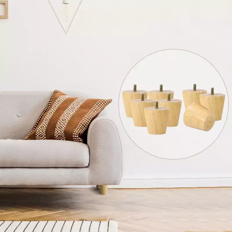 Unique Bargains Round Solid Wood Sofa Armchair Recliner Coffee Table Modern Replacement Furniture Legs Set of 8