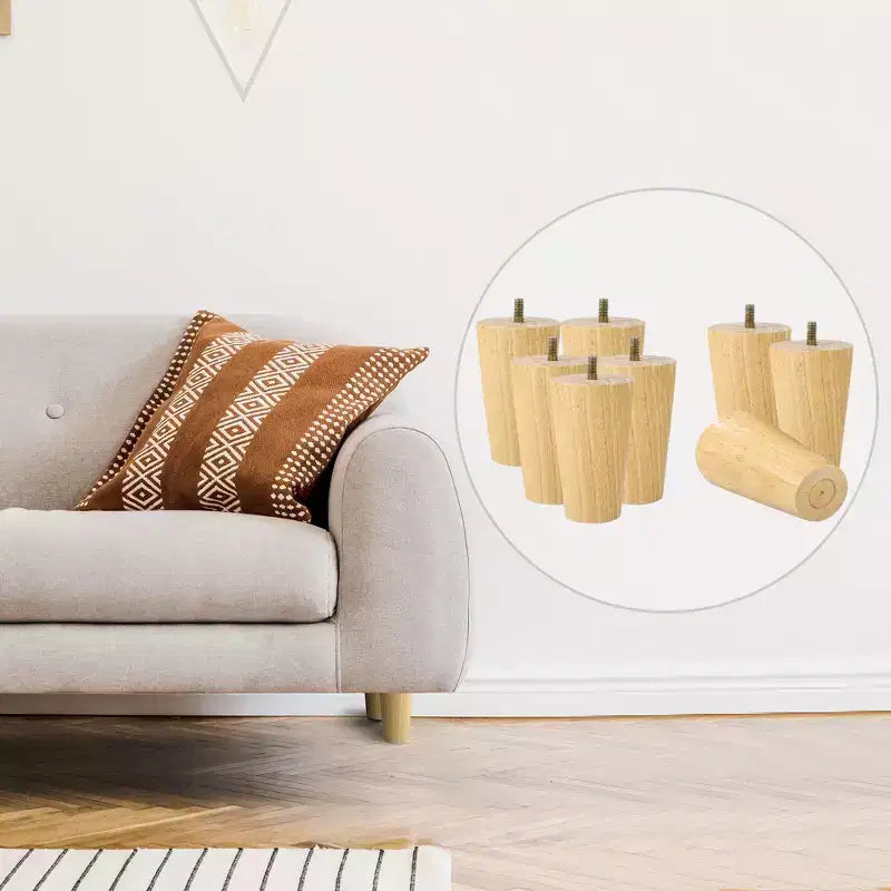 Unique Bargains Round Solid Wood Sofa Armchair Recliner Coffee Table Modern Replacement Furniture Legs Set of 8
