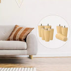 Unique Bargains Round Solid Wood Sofa Armchair Recliner Coffee Table Modern Replacement Furniture Legs Set of 8