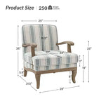 Poltrona Rinaldo a righe in stile rustico con braccioli in legno massiccio per soggiorno, salotto, camera da letto | ART OF LIVING DESIGNS