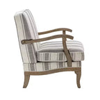 Poltrona Rinaldo a righe in stile rustico con braccioli in legno massiccio per soggiorno, salotto, camera da letto | ART OF LIVING DESIGNS