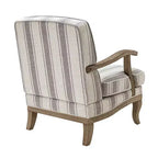 Poltrona Rinaldo a righe in stile rustico con braccioli in legno massiccio per soggiorno, salotto, camera da letto | ART OF LIVING DESIGNS