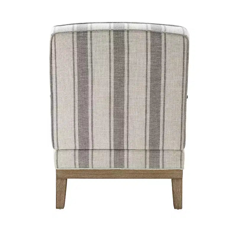Poltrona Rinaldo a righe in stile rustico con braccioli in legno massiccio per soggiorno, salotto, camera da letto | ART OF LIVING DESIGNS