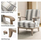 Poltrona Rinaldo a righe in stile rustico con braccioli in legno massiccio per soggiorno, salotto, camera da letto | ART OF LIVING DESIGNS
