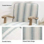 Poltrona Rinaldo a righe in stile rustico con braccioli in legno massiccio per soggiorno, salotto, camera da letto | ART OF LIVING DESIGNS