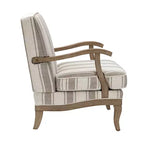 Poltrona Rinaldo a righe in stile rustico con braccioli in legno massiccio per soggiorno, salotto, camera da letto | ART OF LIVING DESIGNS
