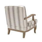 Poltrona Rinaldo a righe in stile rustico con braccioli in legno massiccio per soggiorno, salotto, camera da letto | ART OF LIVING DESIGNS