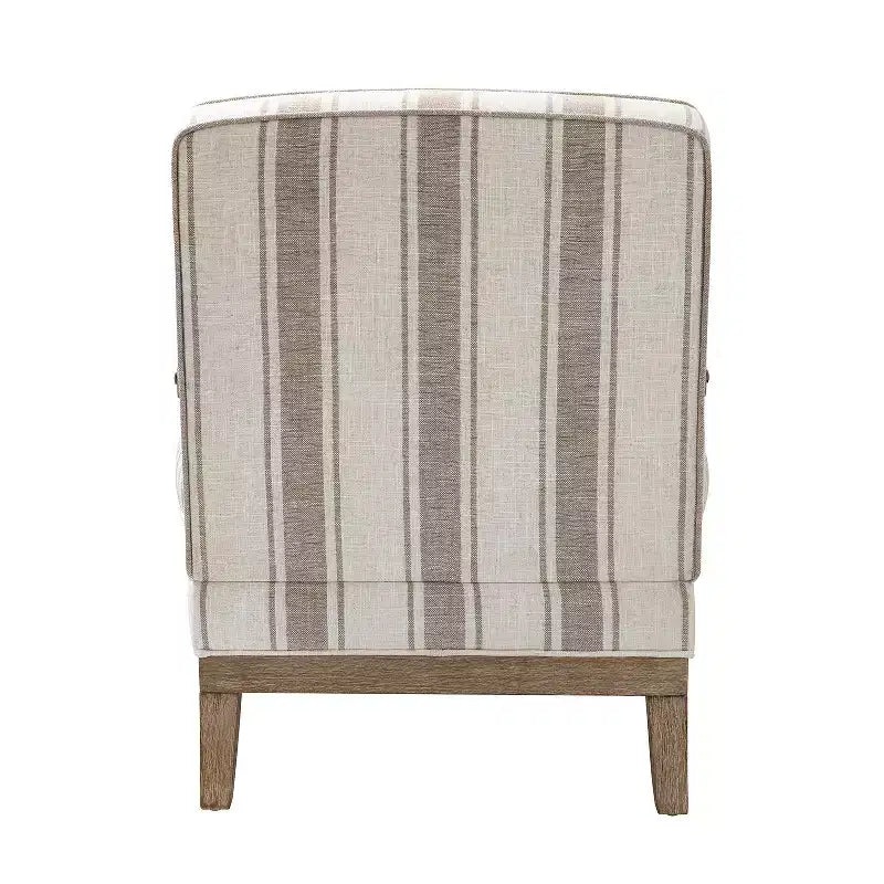 Poltrona Rinaldo a righe in stile rustico con braccioli in legno massiccio per soggiorno, salotto, camera da letto | ART OF LIVING DESIGNS
