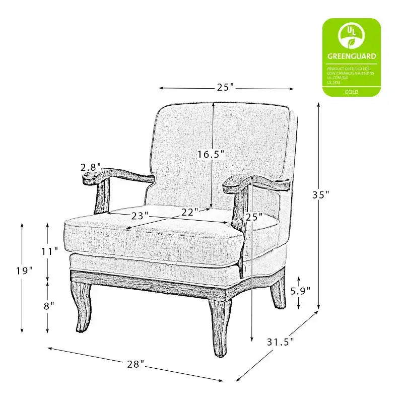 Poltrona Rinaldo a righe in stile rustico con braccioli in legno massiccio per soggiorno, salotto, camera da letto | ART OF LIVING DESIGNS