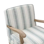 Poltrona Rinaldo a righe in stile rustico con braccioli in legno massiccio per soggiorno, salotto, camera da letto | ART OF LIVING DESIGNS