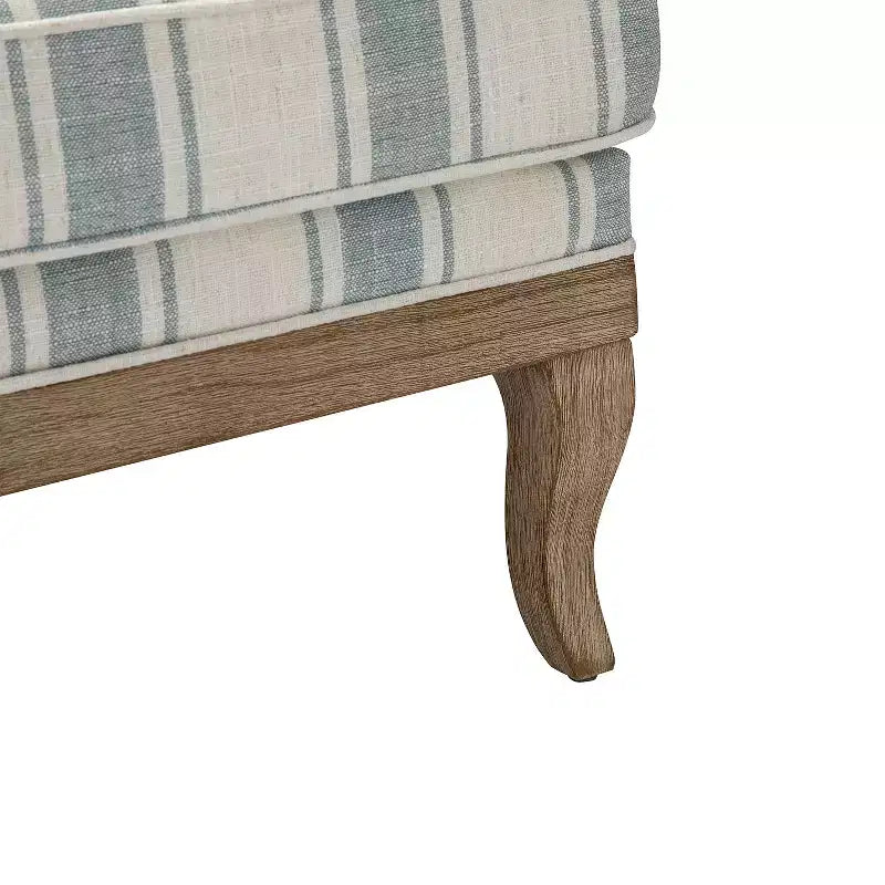 Poltrona Rinaldo a righe in stile rustico con braccioli in legno massiccio per soggiorno, salotto, camera da letto | ART OF LIVING DESIGNS