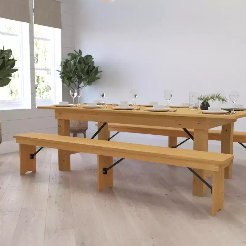 Panca pieghevole stile rustico Merrick Lane 96 x 12 in pino massello