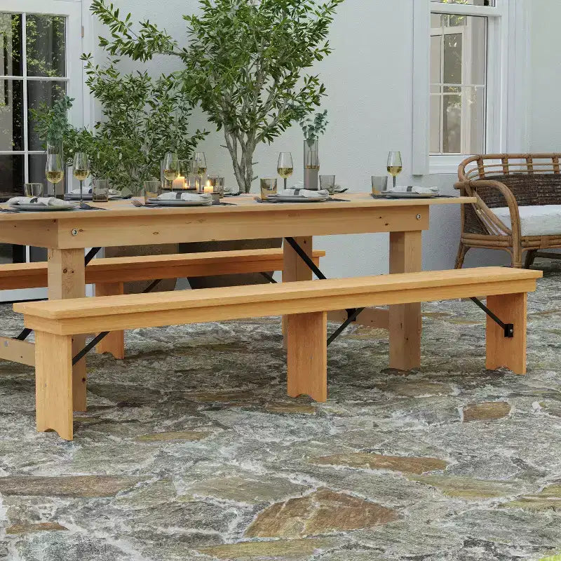 Panca pieghevole stile rustico Merrick Lane 96 x 12 in pino massello