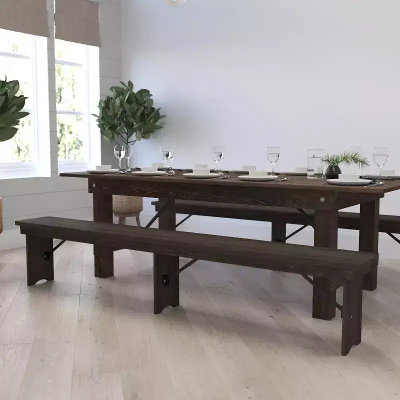 Panca pieghevole stile rustico Merrick Lane 96 x 12 in pino massello