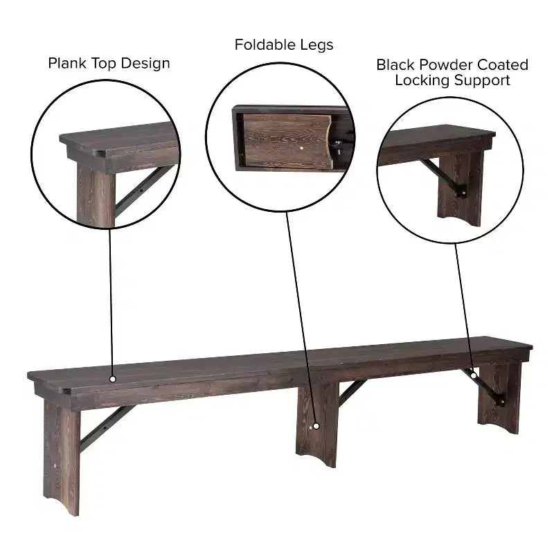 Panca pieghevole stile rustico Merrick Lane 96 x 12 in pino massello