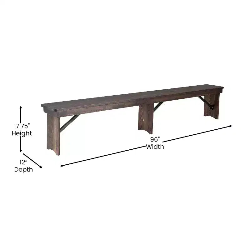 Panca pieghevole stile rustico Merrick Lane 96 x 12 in pino massello