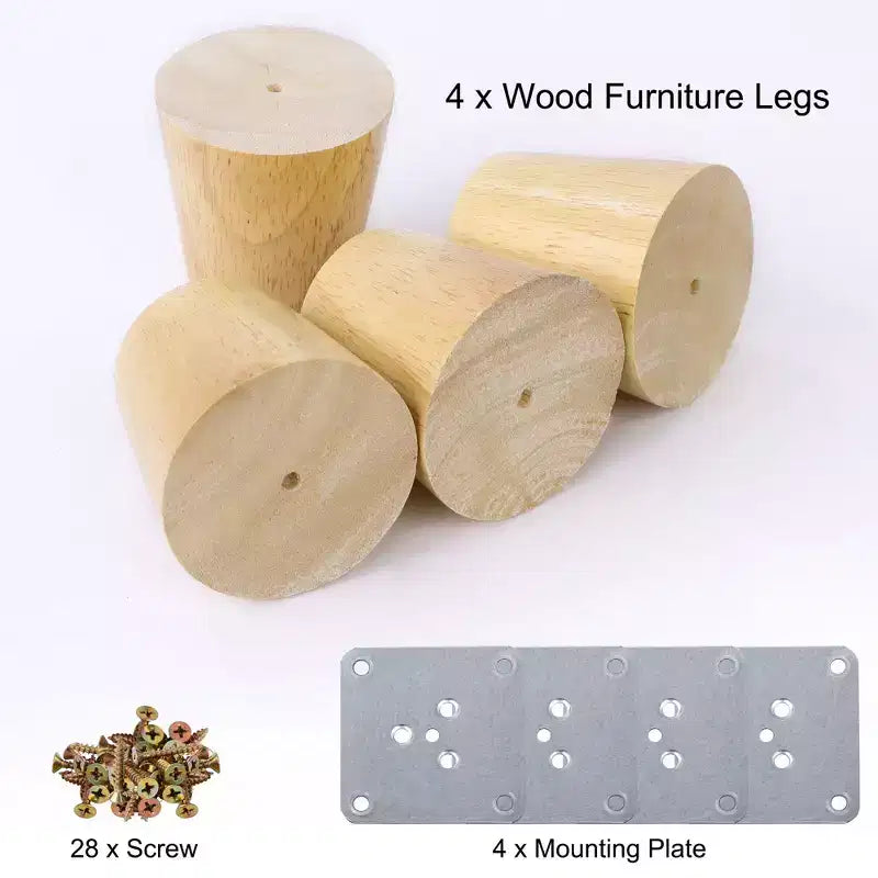 Unique Bargains Piedini per mobili in legno, rotondi, massicci, con piastra di montaggio, set di 4