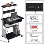 Yaheetech 3 Tiers Computer Desk with Charging Station for Home Office
