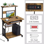 Yaheetech 3 Tiers Computer Desk with Charging Station for Home Office