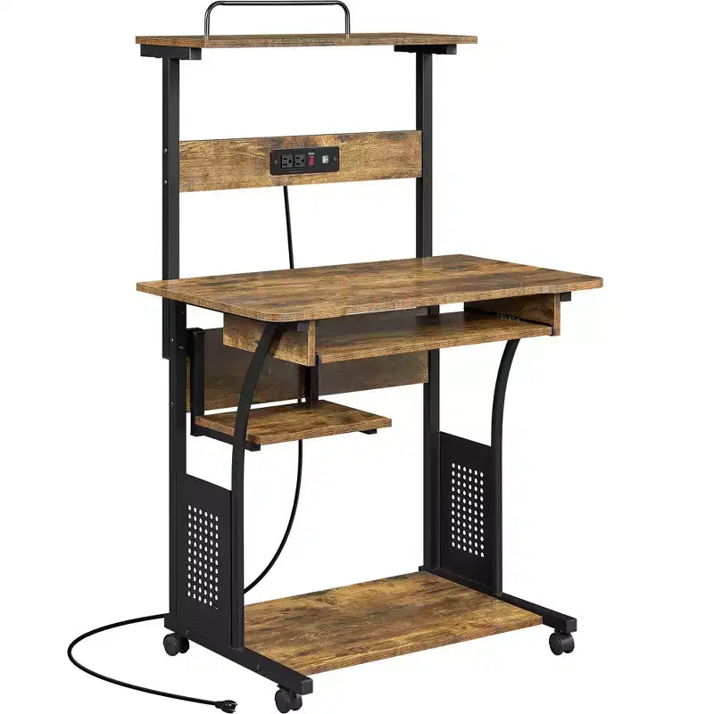 Yaheetech 3 Tiers Computer Desk with Charging Station for Home Office