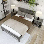 Plank+Beam Letto matrimoniale rustico con testiera a doghe, Letto a piattaforma in legno massello