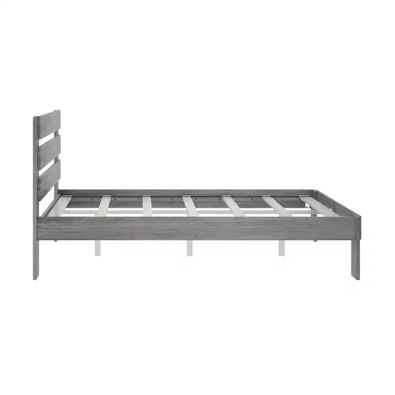Plank+Beam Letto matrimoniale rustico con testiera a doghe, Letto a piattaforma in legno massello