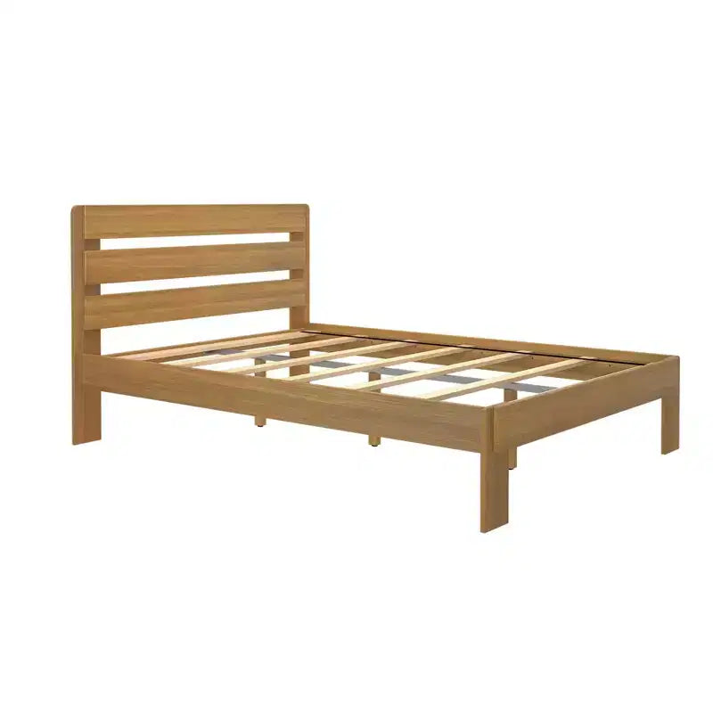 Plank+Beam Letto matrimoniale rustico con testiera a doghe, Letto a piattaforma in legno massello