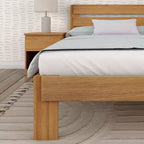 Plank+Beam Letto matrimoniale rustico con testiera a doghe, Letto a piattaforma in legno massello