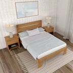 Plank+Beam Letto matrimoniale rustico con testiera a doghe, Letto a piattaforma in legno massello