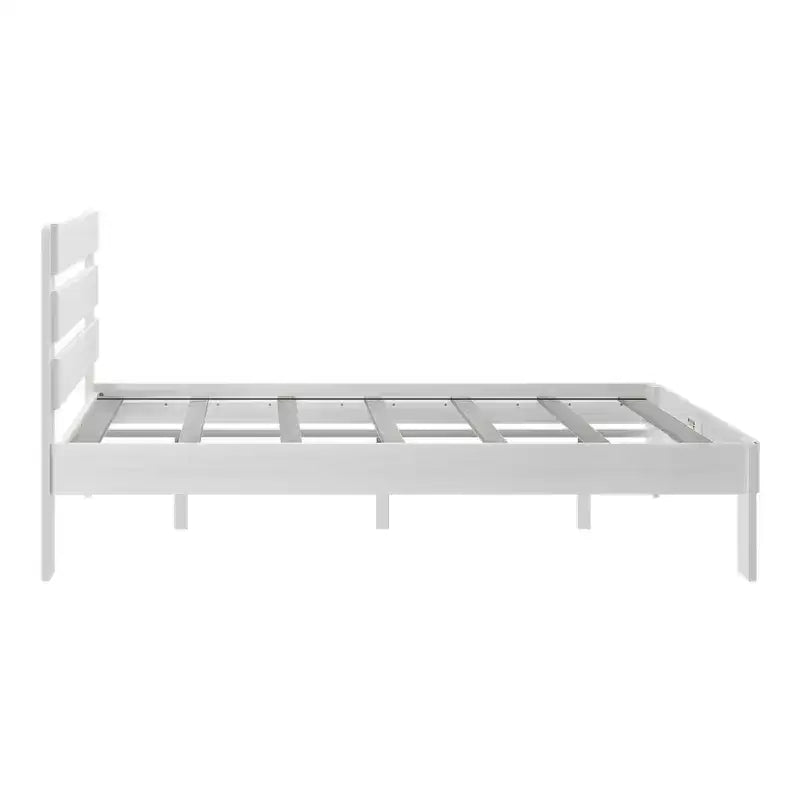 Plank+Beam Letto matrimoniale rustico con testiera a doghe, Letto a piattaforma in legno massello