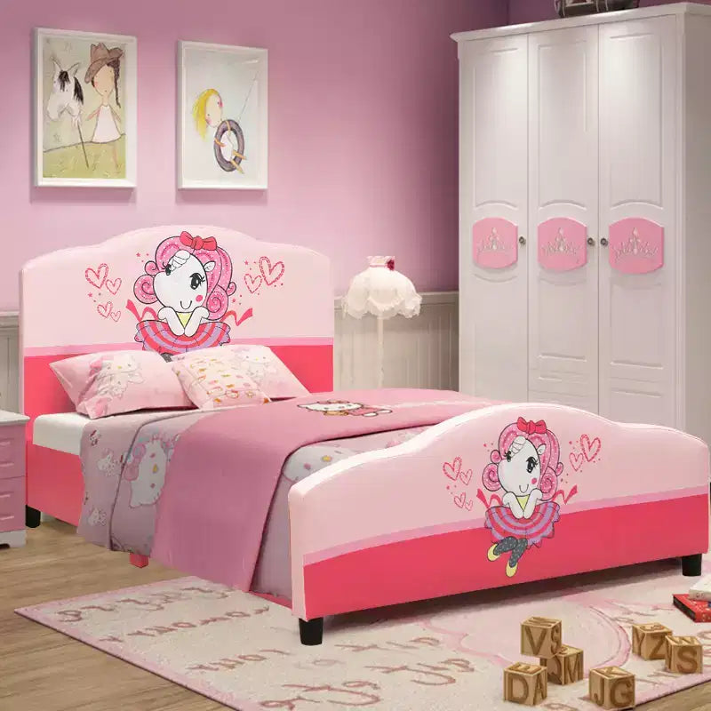 Costway Letto per Bambini Imbottito Piattaforma Rosa