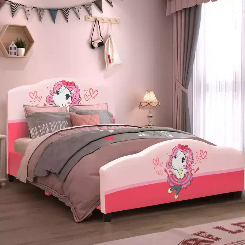 Costway Letto per Bambini Imbottito Piattaforma Rosa