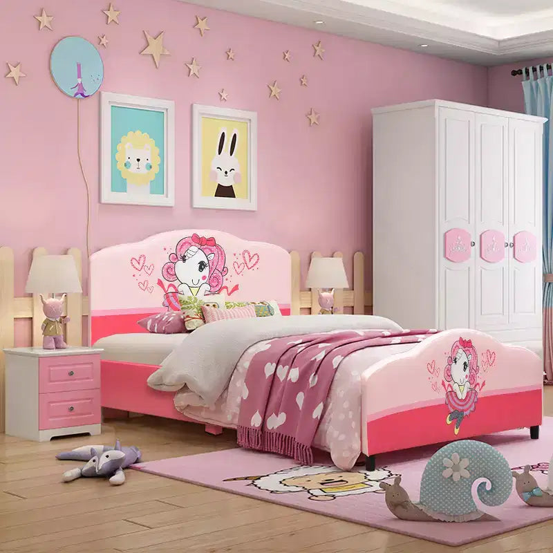 Costway Letto per Bambini Imbottito Piattaforma Rosa