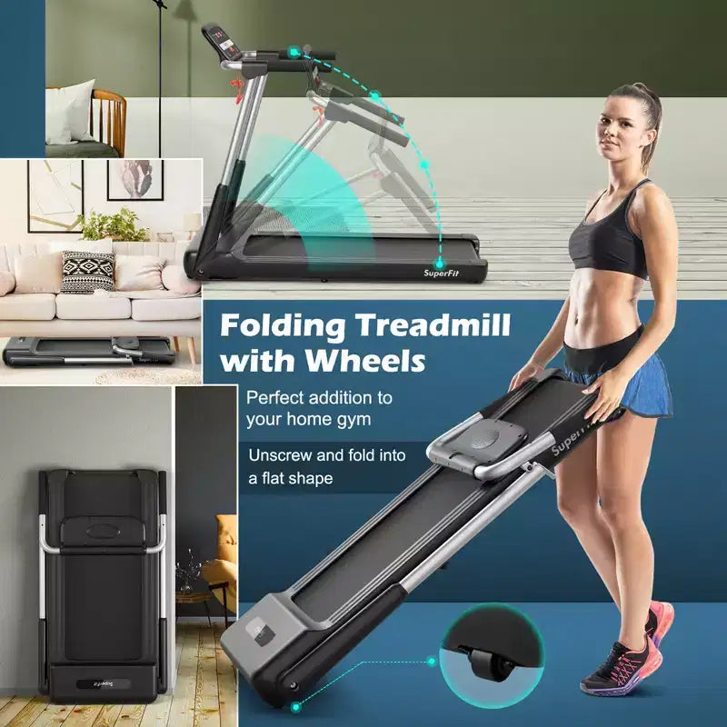 Costway 2.25HP Folding LED Treadmill Electric Running Walking Machine with APP Control Gym