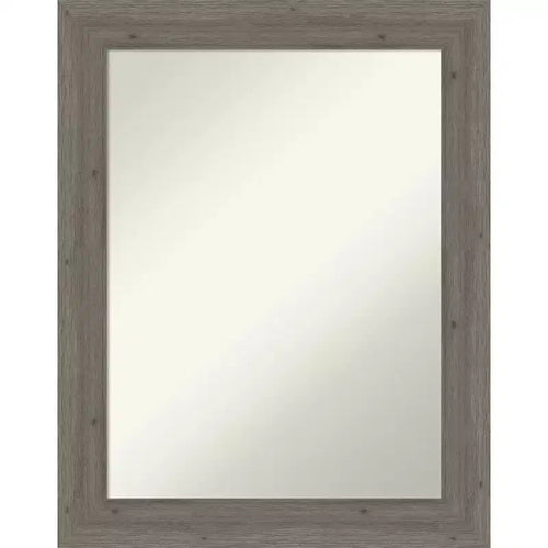 Amanti Art Fencepost Grey Narrow Non-Beveled Wood Bathroom Wall Mirror 28.5 x 22.5 in.
