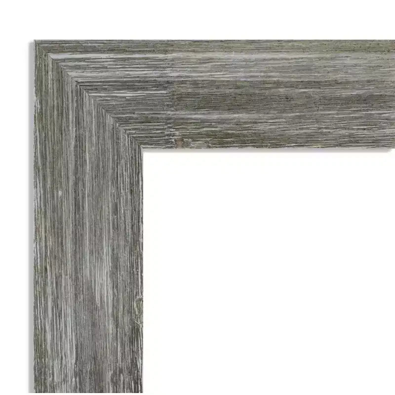Amanti Art Fencepost Grey Narrow Non-Beveled Wood Bathroom Wall Mirror 28.5 x 22.5 in.